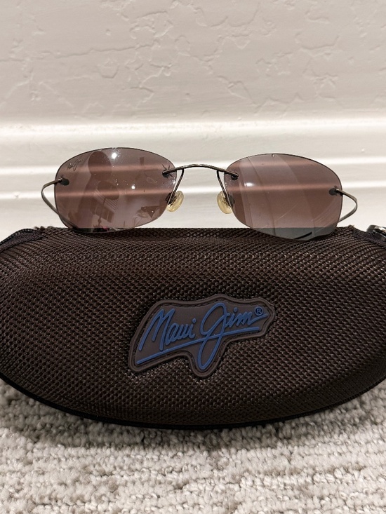 Maui Jim MJ-503-23 Rimless Polarized Sunglasses Brown Lenses w/ Case main image 4